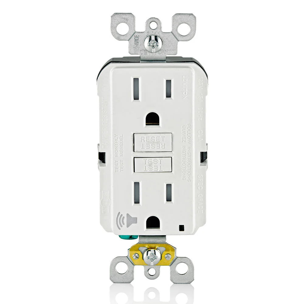 LEVITON Leviton GFTA1-W Audible Self-Test Tamper Resistant GFCI Receptacle 15A 125V Feed-through GFTA1-W