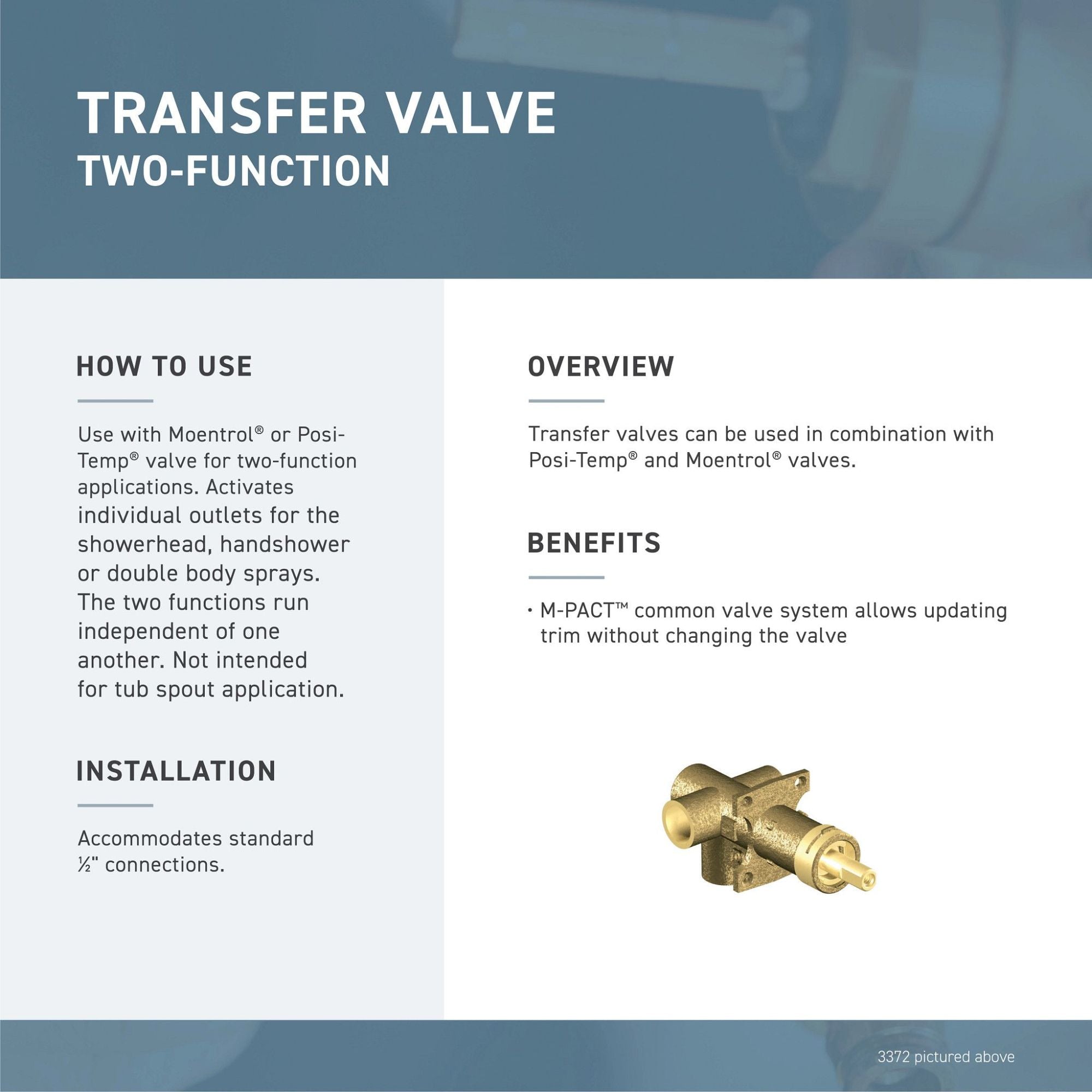 MOEN Moen T4611 Voss Chrome Transfer Valve Trim