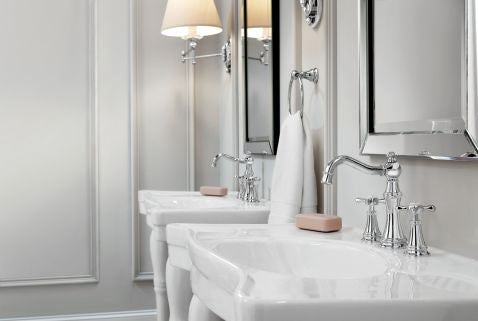 MOEN Moen TS42108NL Weymouth Two Handle Widespread Bathroom Sink Faucet in Polished Nickel