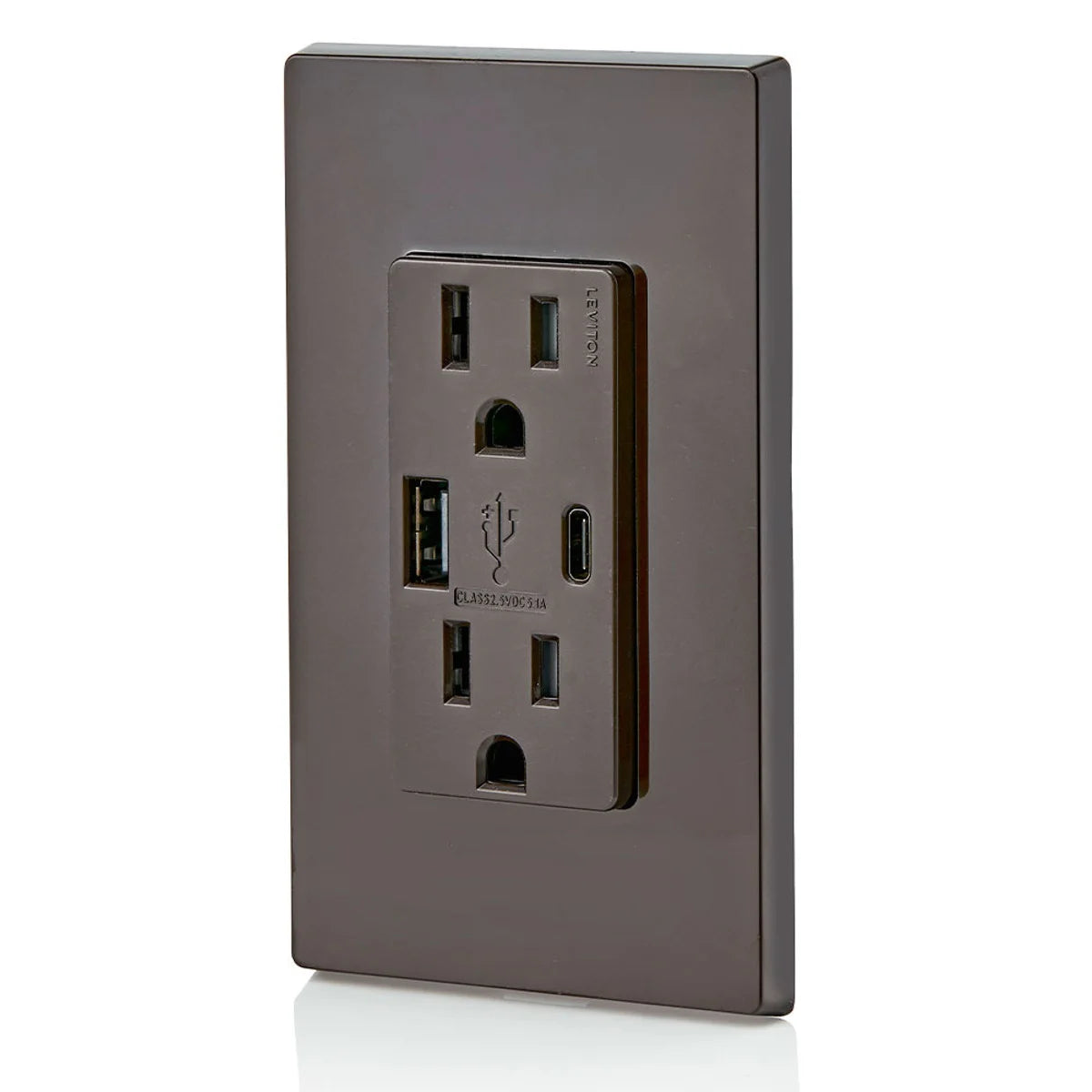 LEVITON Leviton T5633-B Combination Duplex Receptacle/Outlet And USB Charger, 15 Amp, 125 Volt, NEMA 5-15R
