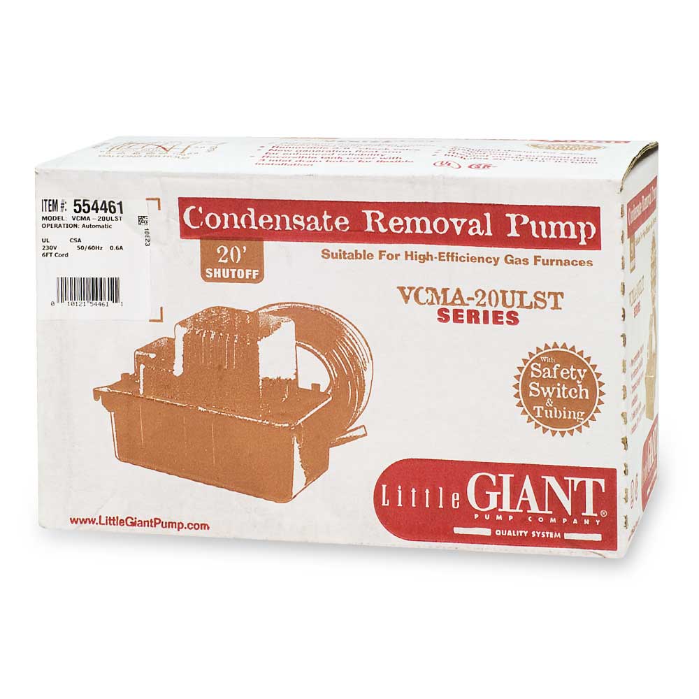 LITTLE GIANT Little Giant 554461 VCMA-20 Series 75W 230V 0.5A 1/30 hp 80 gph ABS Condensate Pump
