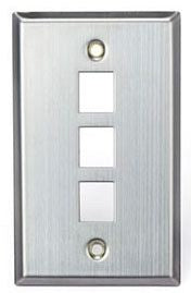 LEVITON Leviton 43080-1S3 Stainless-Steel QUICKPORT Wallplate, Single-Gang, 3-Port