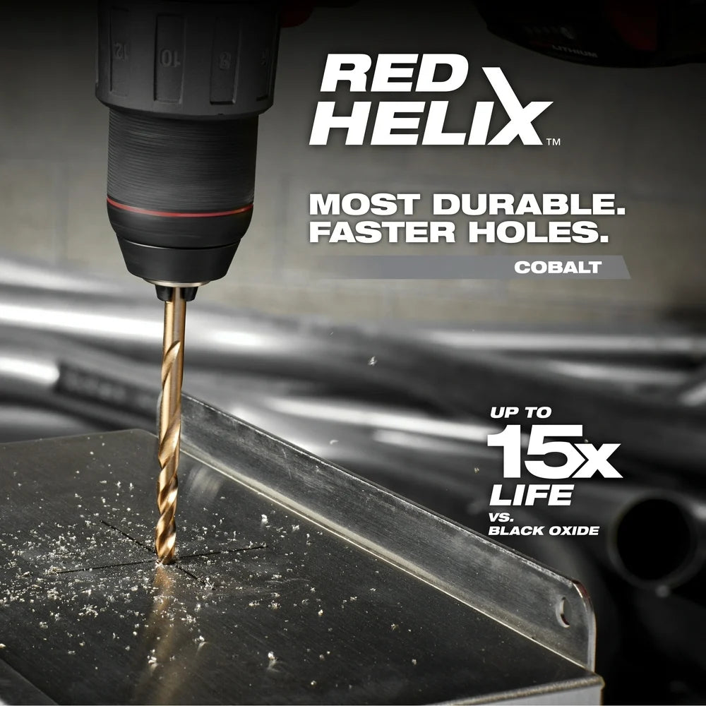 MILWAUKEE Milwaukee 48-89-2332 Red Helix Cobalt Drill Bit Set 1/16 in Min Drill Bit 1/2 in Max Drill Bit 135 deg Drill Point Angle 29 Pieces