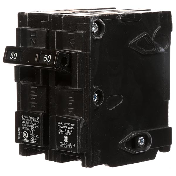 SIEMENS Siemens Q250 QP/MP Circuit Breaker, 120/240 VAC, 50 Amp, 10 kAIC, 2 Poles
