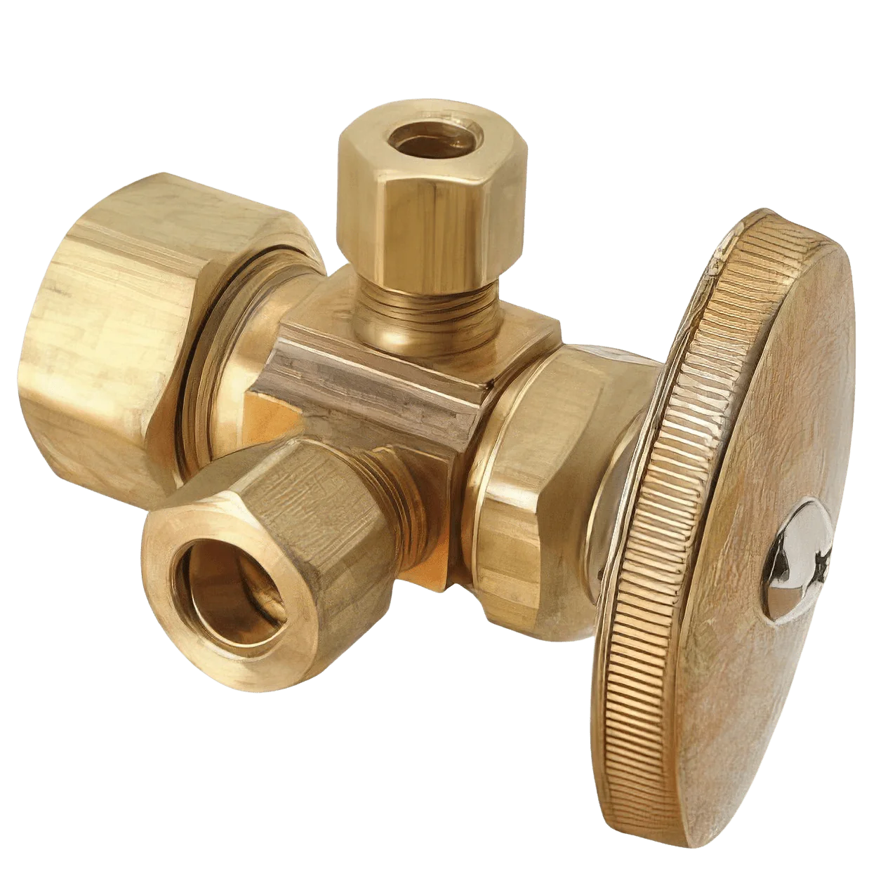 BRASSCRAFT BrassCraft CR1900RXR1 Lead-Free Brass Dual Outlet Angle Stop, 1/2 inch x 3/8 inch OD x 1/4 inch OD, Compression x Compression x Compression