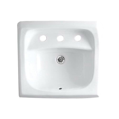 KOHLER Kohler K-2006-0 Kingston Vitreous China 3-Hole Single-Bowl Rectangular Wall Mount Bathroom Sink 21-1/4 in x 18-1/4 in x 12-1/4 in Replacement MPN