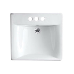Kohler K-2054-0 Soho Vitreous China 3-Hole Single-Bowl Rectangular Wall Mount Bathroom Sink, 20 in L x 18 in W x 7 in H
