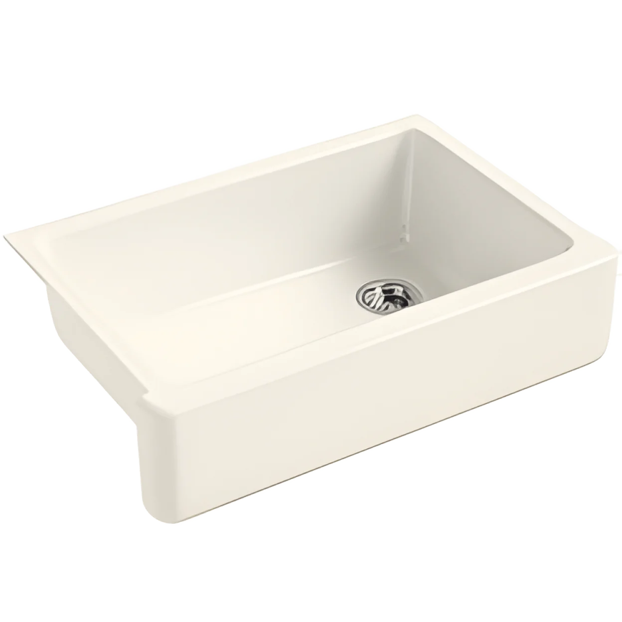 KOHLER Kohler K-5827-0 Whitehaven Enameled Cast Iron Single-Bowl Rectangular Undermount Kitchen Sink with Tall Apron 32-11/16 in x 21-9/16 in x 9-5/8 in White