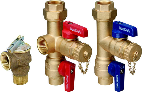 BRASSCRAFT BrassCraft TWV3SRX Sweat x IPS Hot/Cold Service Valve Kit with 200k Pressure Relief Valve, 3/4 x 3/4 inches