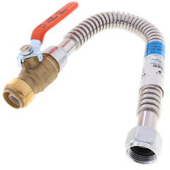 Sharkbite SS3088FLEX18BV Corrugated Flexible Water Heater Connector with Ball Valve, 3/4 inch x 3/4 inch FIP, 18 inch Length