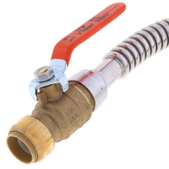 Sharkbite SS3088FLEX18BV Corrugated Flexible Water Heater Connector with Ball Valve, 3/4 inch x 3/4 inch FIP, 18 inch Length