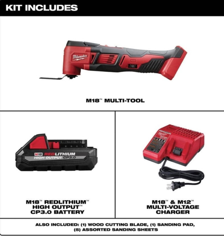 MILWAUKEE Milwaukee 2626-21HO M18 Multi-Tool Kit w/ High Output HO 3.0 Battery and Charger