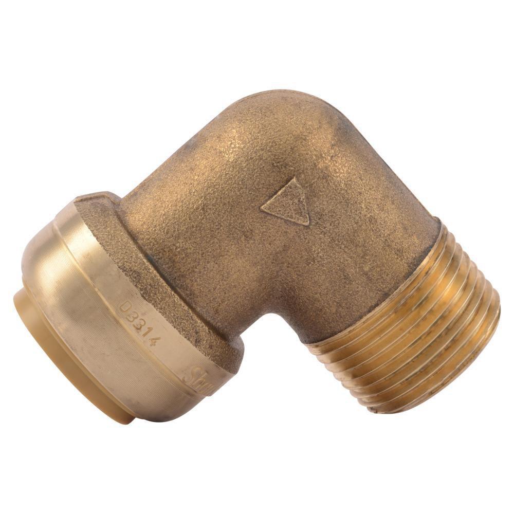 SHARKBITE SharkBite U286LF 3/4 in. Push x MNPT Brass 90 Degree Elbow