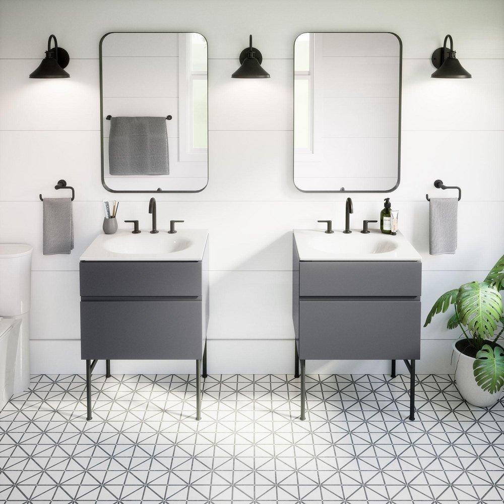AMERICAN STANDARD American Standard 7105801.243 Studio S Two Handle Widespread Bathroom Sink Faucet in Matte Black