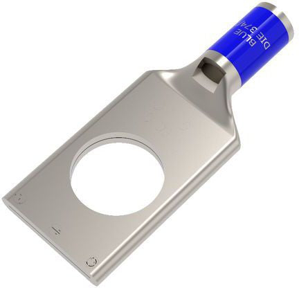 BURNDY BURNDY YA6CL6 6 AWG CU, One Hole, 1/2 Stud Size, Standard Barrel, Inspection Window, Internal Chamfer, Tin Plated, UL/CSA 90 Up to 35kV, BLUE Color Code, 7 or 374 Die Index