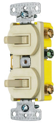 HUBBELL Hubbell Wiring RC101I Combination Switch 15A 120VAC (2)SP Toggle Switch Ivory