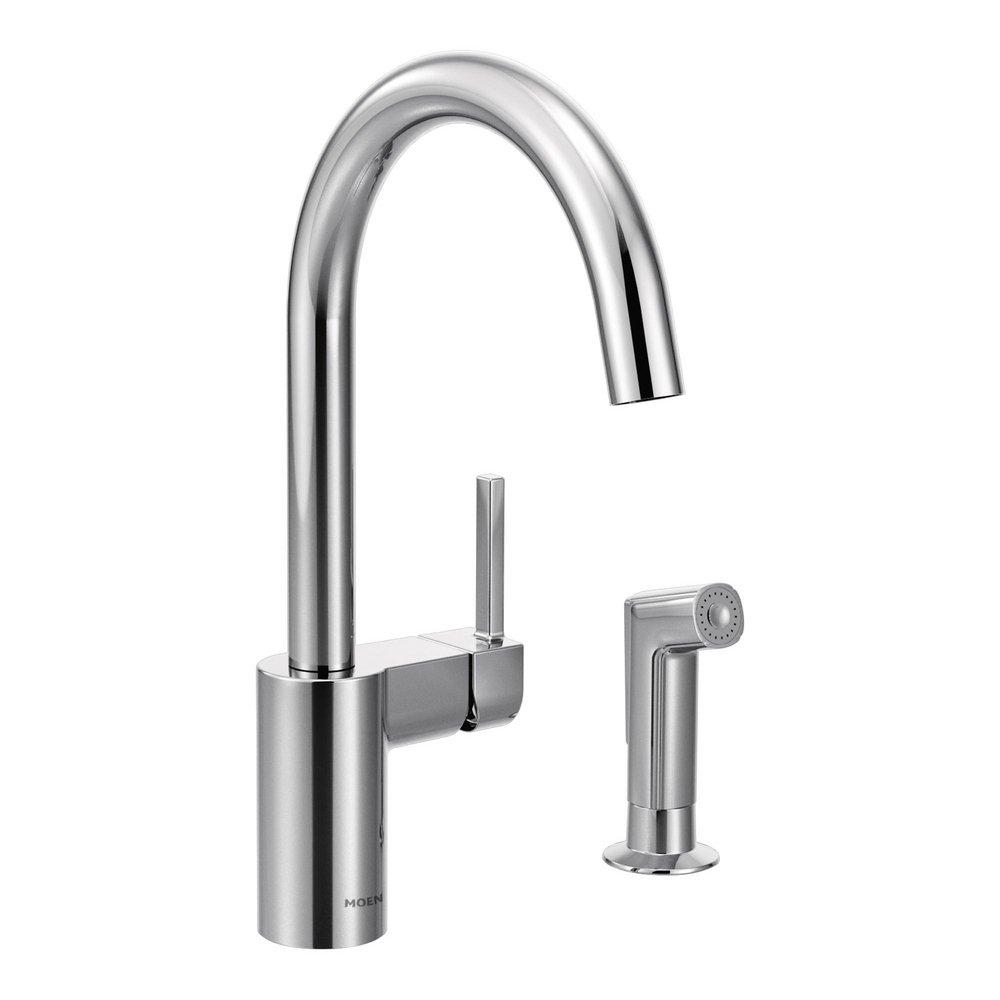 MOEN Moen 7165 Align Single Handle Kitchen Faucet with Side Spray in Polished Chrome