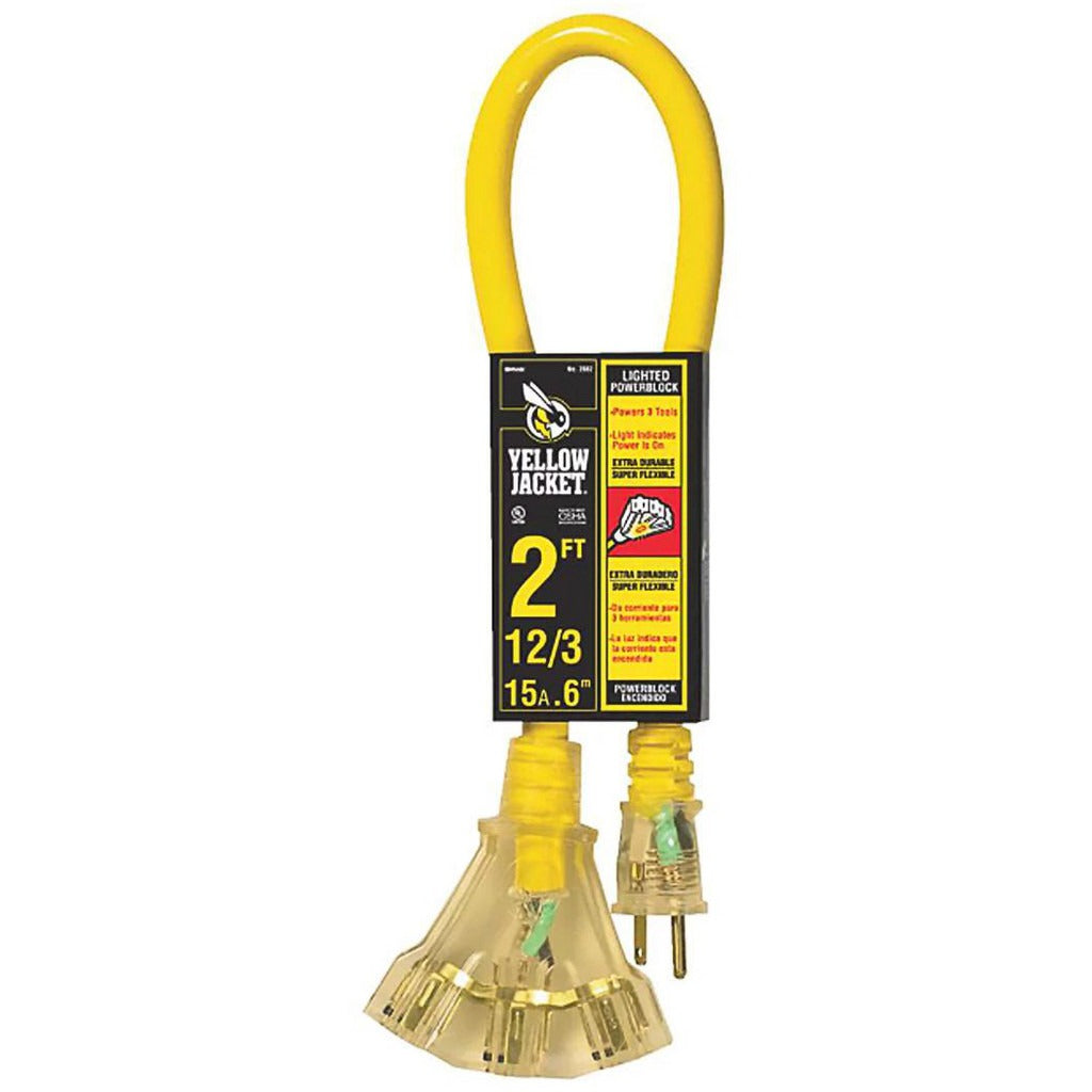 SOUTHWIRE Southwire 2882 Extension Cord 15A 125V 2 Ft Yellow