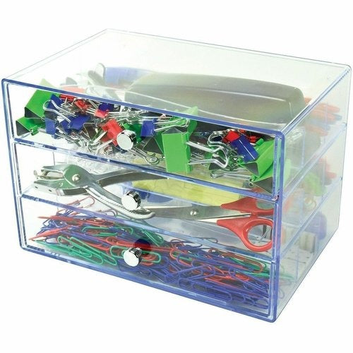 DEFLECTO Deflecto DEF350901CR 3-Drawer Storage Organizer (10 inches W x 6.8 inches D x 7 inches H)