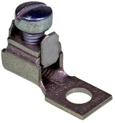 BURNDY BURNDY KPA4C Copper Terminal, 1 Hole, 14 AWG (Sol)-4 AWG (Str), 1/4 Stud, 1 Screw, Tin Plated