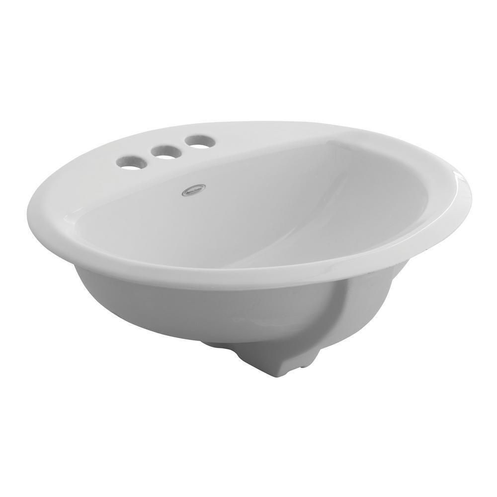 AMERICAN STANDARD American Standard 0476928020 Aqualyn® 20-3/8 x 17-37/100 in. Oval Drop-in Bathroom Sink in White