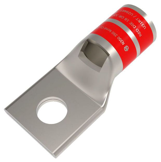 BURNDY BURNDY YA31L 350 kcmil CU One Hole 1/2 Stud Size Standard Barrel Inspection Window Internal Chamfer Tin Plated UL/CSA 90 Up to 35kV RED Color Code 18 or 324 Die Index