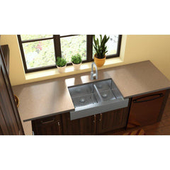 ELKAY Elkay ECTRUF32179R Crosstown 18 Gauge Stainless Steel 35-7/8 x 20-1/4 x 9, 60/40 Double Bowl Farmhouse Sink