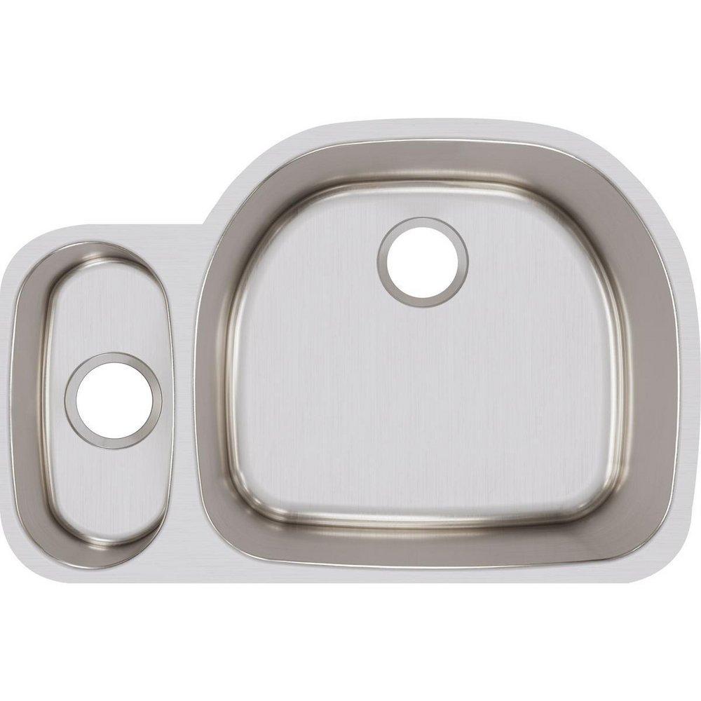ELKAY Elkay ELUH322110L Lustertone Classic Stainless Steel 31-1/2 x 21-1/8 x 10, 30/70 Offset Double Bowl Undermount Sink