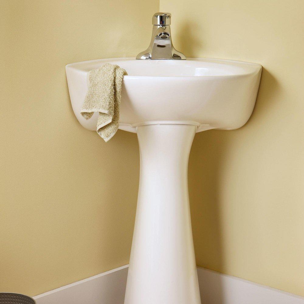 AMERICAN STANDARD American Standard 0611100020 Cornice 1-Hole Corner Pedestal Sink with Center Drain in White