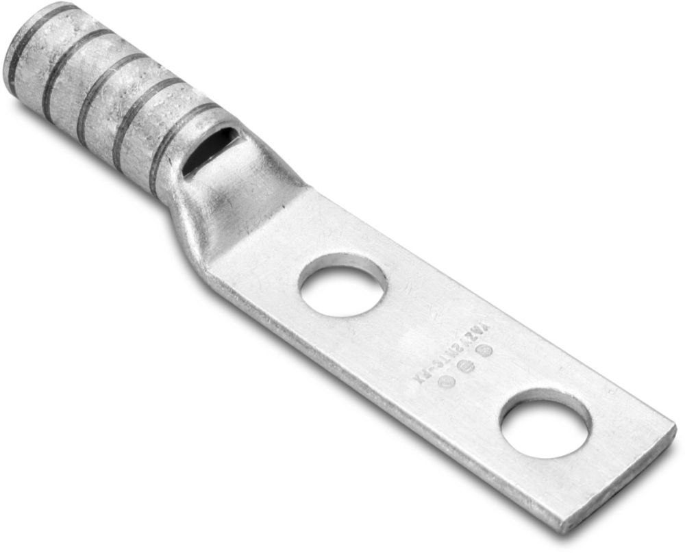 BURNDY BURNDY YAV2CL2TC14FX Copper Compression Lug, 2 Hole w/ Inspection Window, 2 Flex, 1/4 Stud, 5/8 Stud Hole Spacing, Short Barrel, Tin Plated