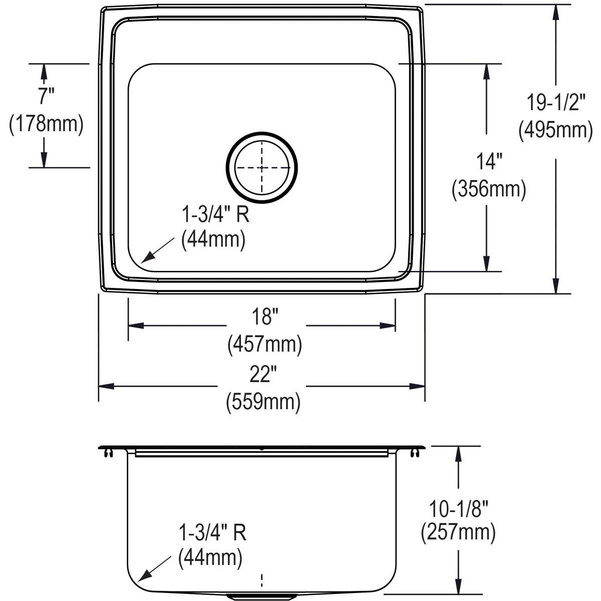 ELKAY Elkay BLR153 Lustertone Classic Stainless Steel Drop-In Bar Sink