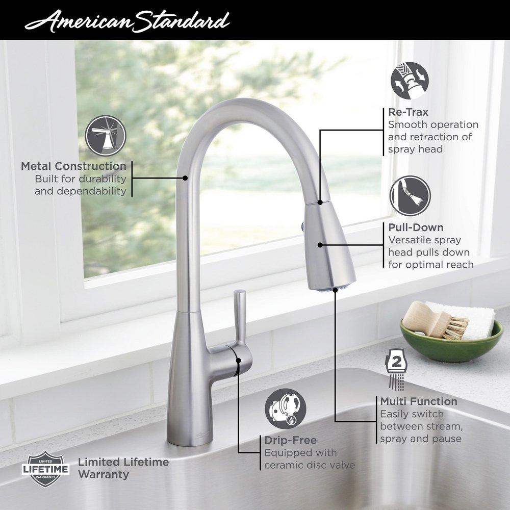 AMERICAN STANDARD American Standard 7617300.002 Hillsdale Single Handle Pull Down Kitchen Faucet in Polished Chrome