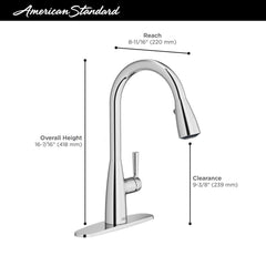 American Standard 7617300.002 Hillsdale Single Handle Pull Down Kitchen Faucet in Polished Chrome