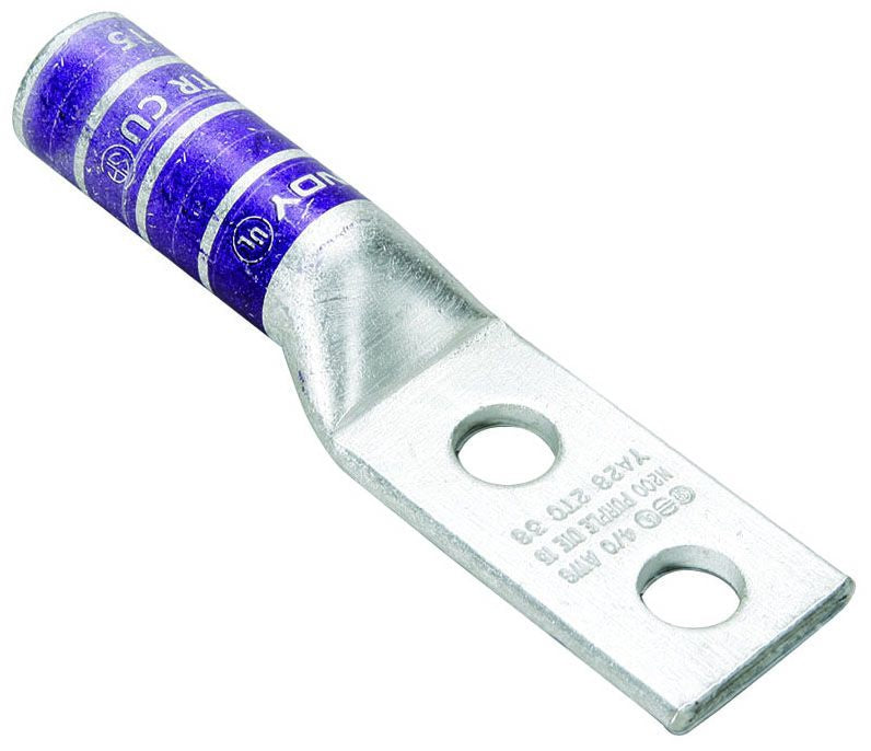BURNDY Burndy YA2C2N 2 AWG CU Two Hole 1/2 Stud Size Long Barrel Internal Chamfer Replacement MPN