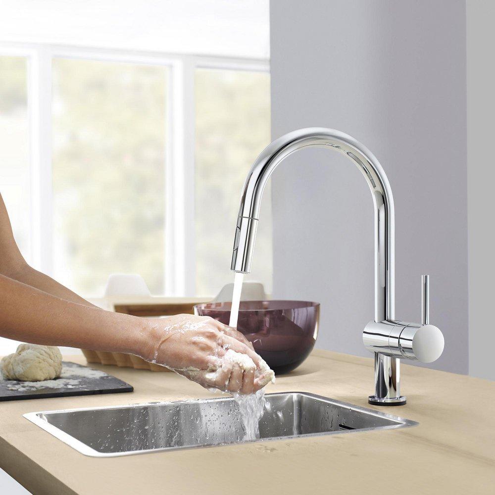 GROHE GROHE 31378003 Minta Single Handle Pull Down Kitchen Faucet 1.75 GPM in Grohe Chrome