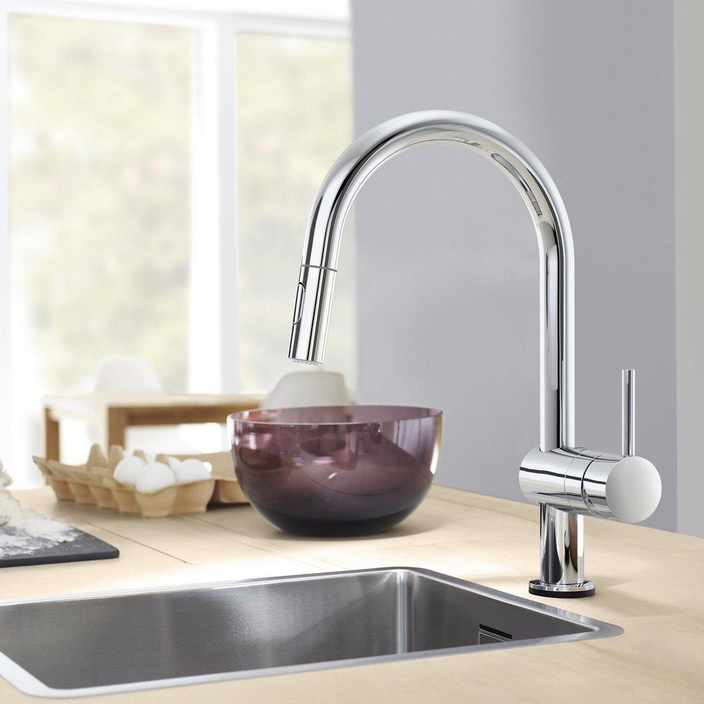GROHE GROHE 31378003 Minta Single Handle Pull Down Kitchen Faucet 1.75 GPM in Grohe Chrome