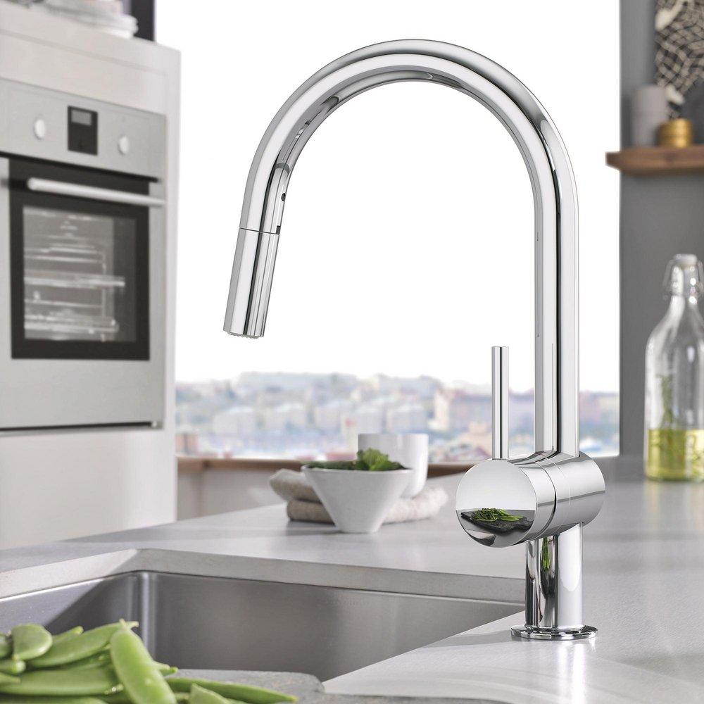 GROHE GROHE 31378003 Minta Single Handle Pull Down Kitchen Faucet 1.75 GPM in Grohe Chrome