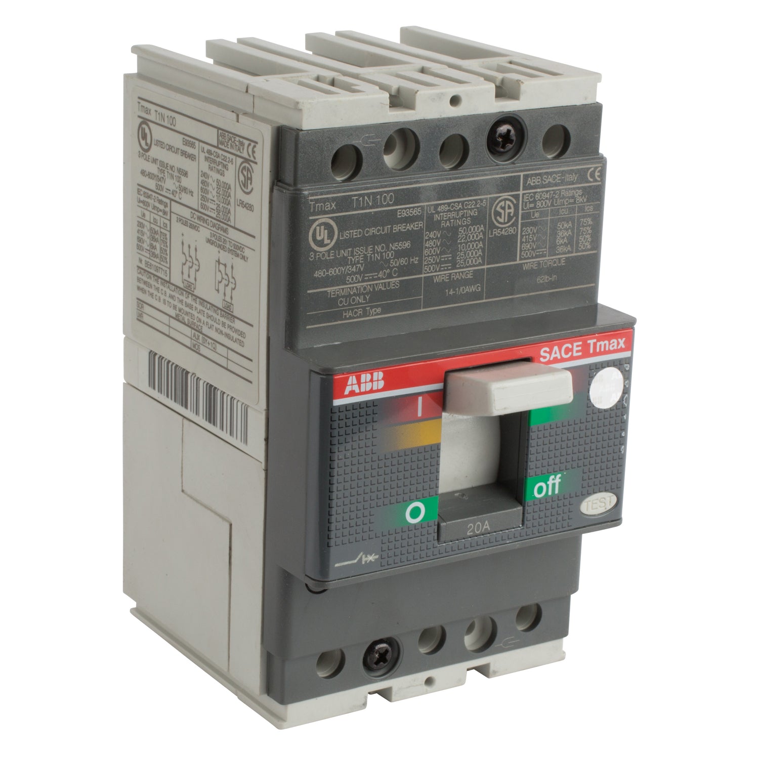 ABB ABB T1N020TL Molded Case Circuit Breaker 20 A 3 Pole T1 Frame
