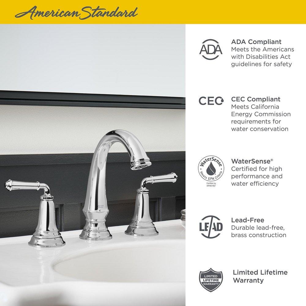 AMERICAN STANDARD American Standard 7052807.002 Delancey Two Handle Widespread Bathroom Sink Faucet in Polished Chrome