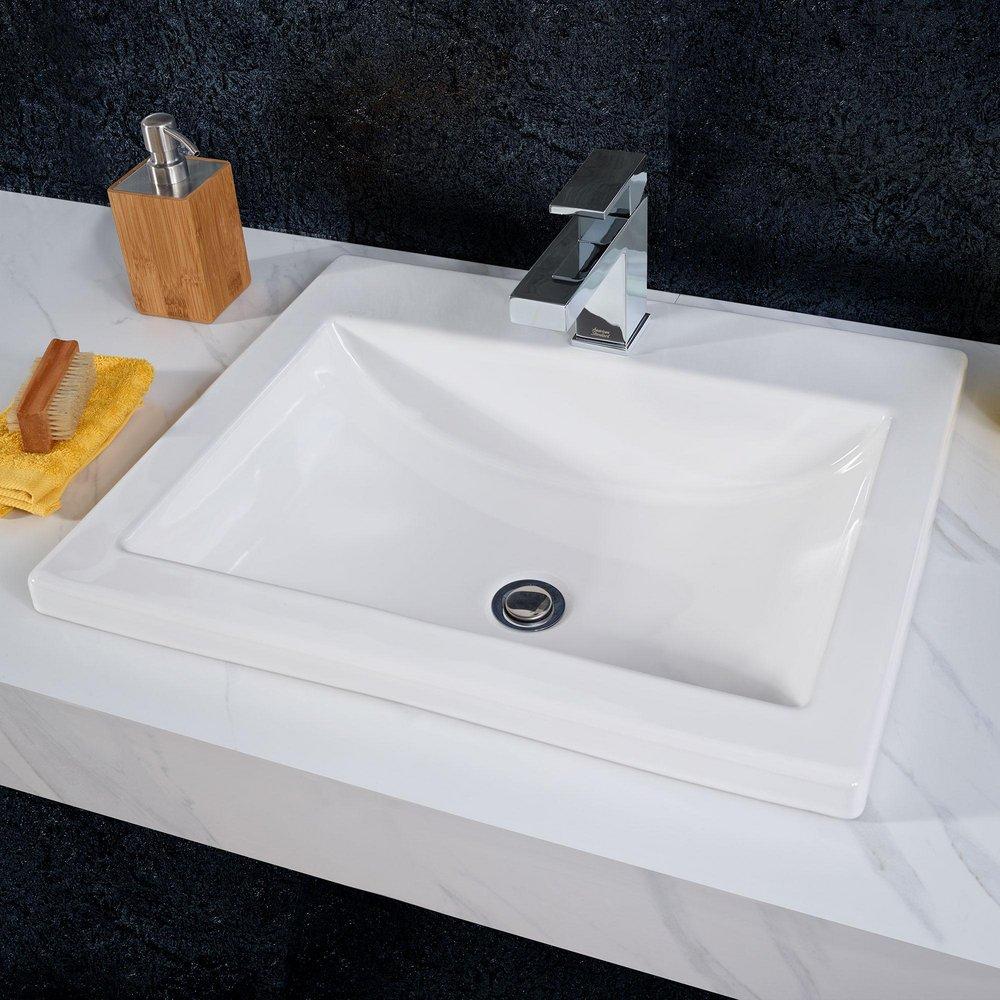 AMERICAN STANDARD American Standard 0643001.020 Studio 21-1/4 x 17-3/4 in. Rectangular Drop-in Bathroom Sink in White