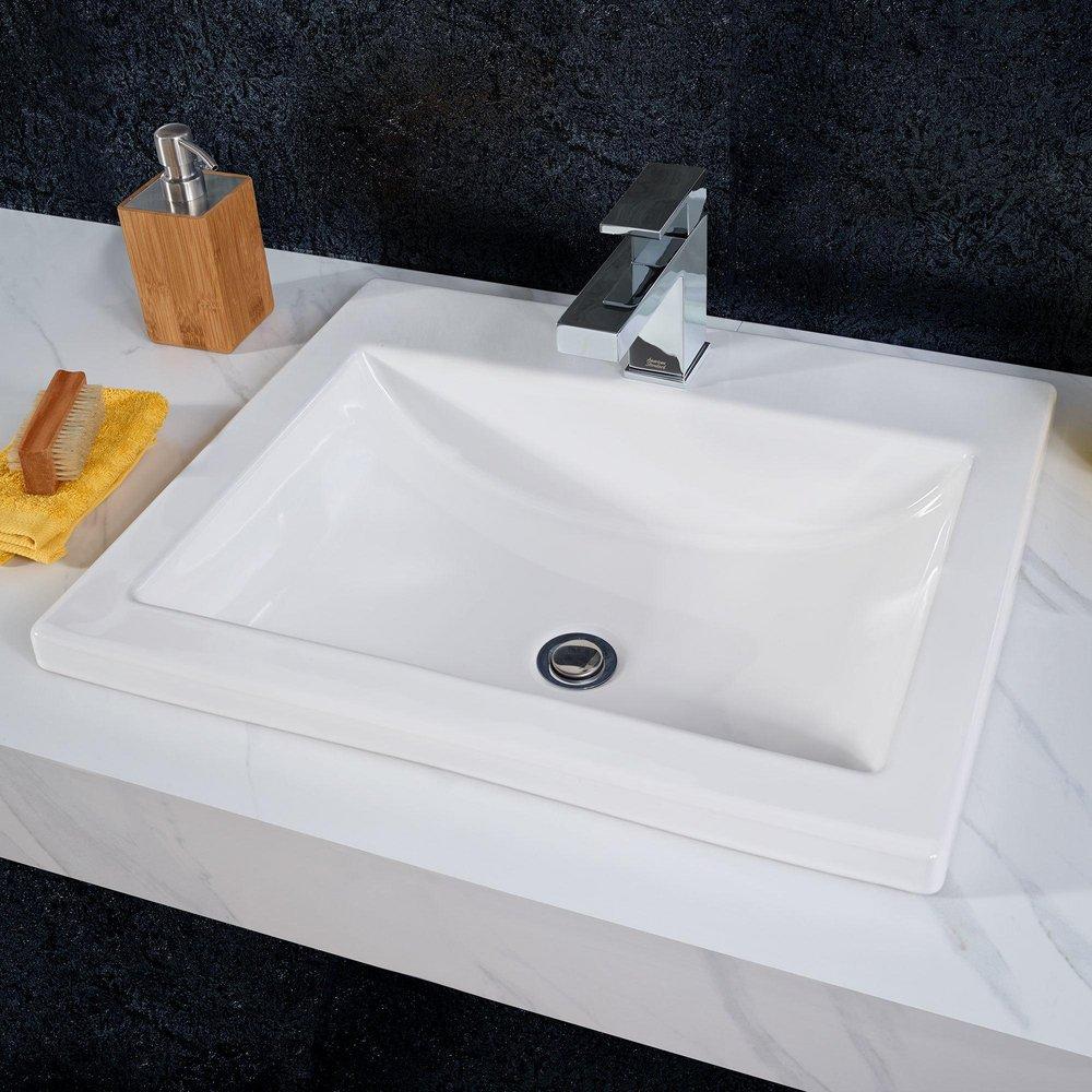 AMERICAN STANDARD American Standard 0643001.020 Studio 21-1/4 x 17-3/4 in. Rectangular Drop-in Bathroom Sink in White