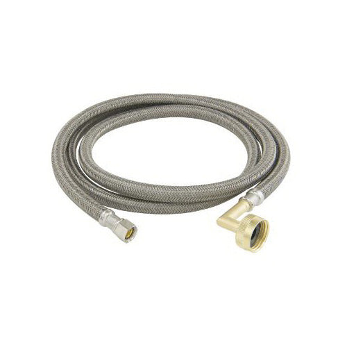 BRASSCRAFT BrassCraft B1-72DW612 B Flexible Braided Water Dishwasher Connector With 3/4 in Garden Hose Elbow 3/8 in Compression 72 in L 125 psi