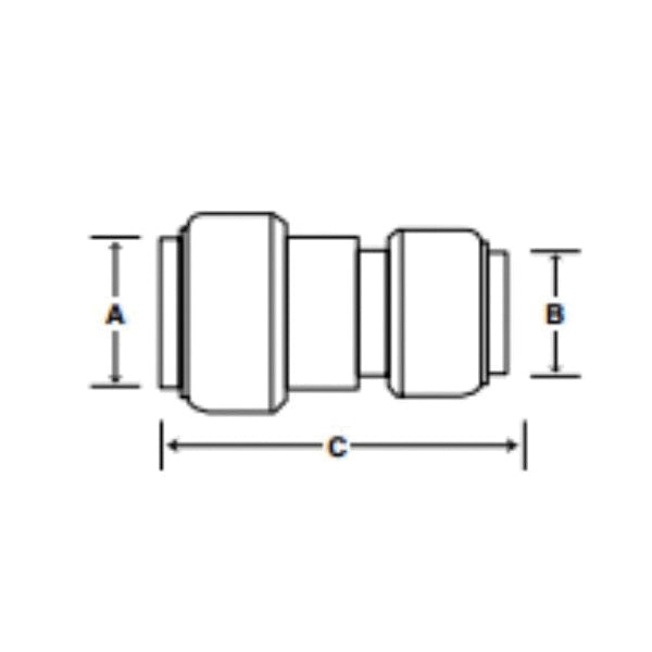 SHARKBITE CASH ACME U050LF Sharkbite Reducing Coupling 1/4 x 1/2