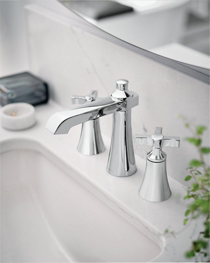 MOEN Moen TS6985 Flara Two Handle Widespread Bathroom Sink Faucet in Polished Chrome