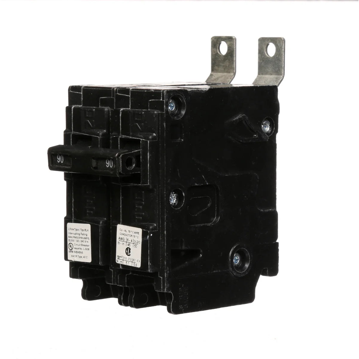 SIEMENS Siemens B290H 2-Pole 90 Amp 120/240 Volt 22 kA Bolt-On Molded Circuit Breaker