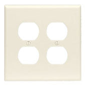 Leviton 80516-T 2-Gang Duplex Device Receptacle Wallplate Midway Size Light Almond