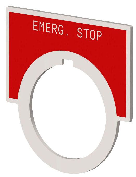 SIEMENS Siemens 52NL16R 2 x 1-7/16 Inch Emergency Stop Red with Brushed Aluminum Large Push Button Legend Plate