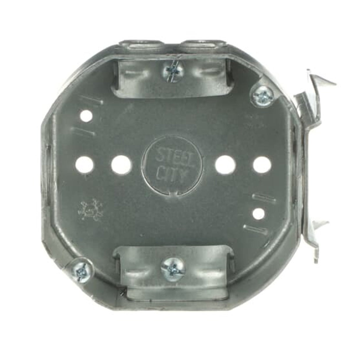 STEEL CITY Steel City 54151-NL 4 x 1-1/2 Inch Steel Octagon Box with 1/2 Inch Knockout, Bracket, and Clamp