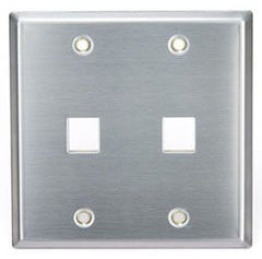 Leviton 43080-2S2 Wall Plate, 2-Port Double-Gang, Stainless Steel
