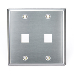Leviton 43080-2S2 Wall Plate, 2-Port Double-Gang, Stainless Steel